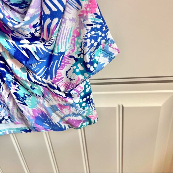 Lilly Pulitzer Bryce romper size small purple blue shorts cold shoulder - Picture 6 of 9